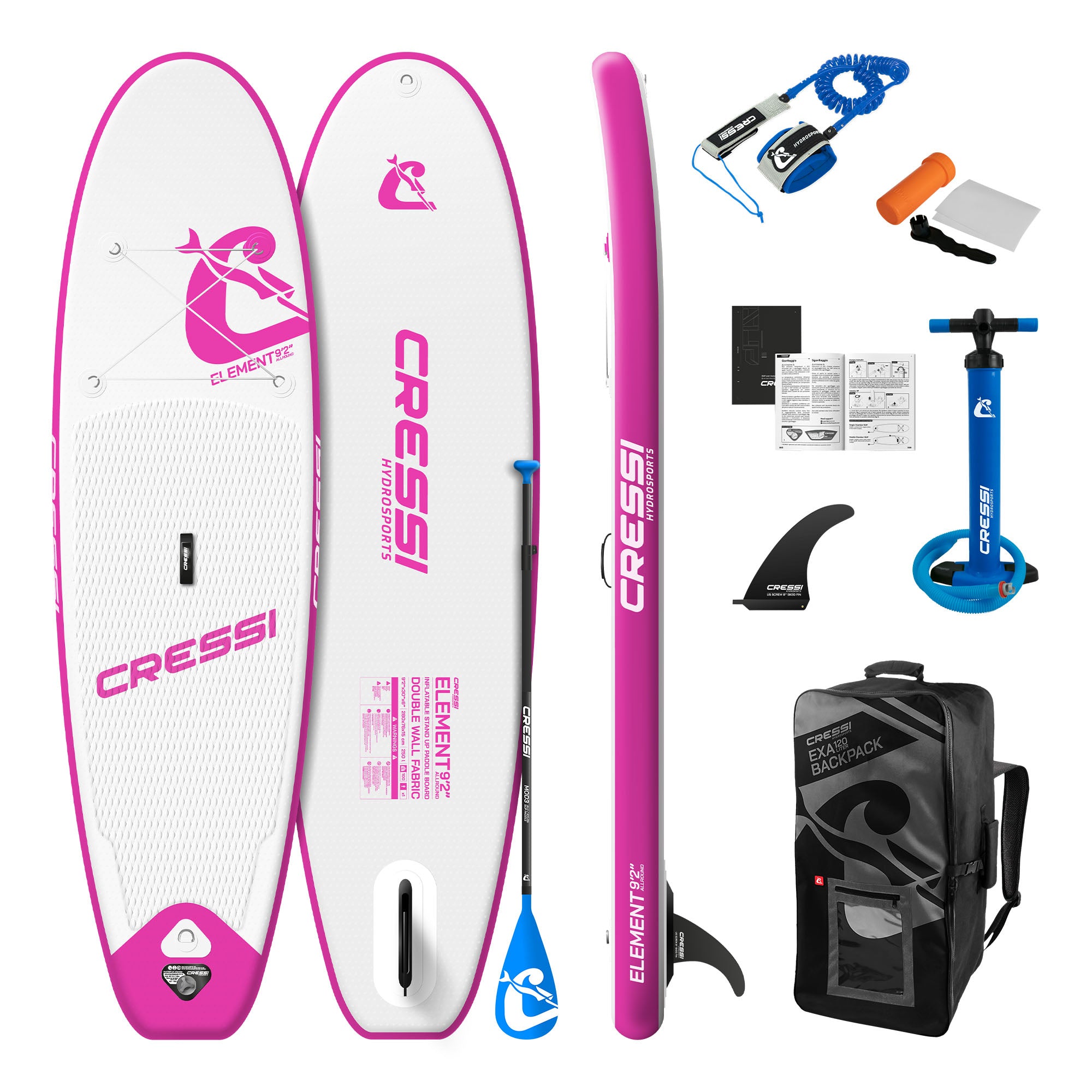 Cressi StandUp Paddle Element 9'2" Weiß/Rosa - YOGA Boards